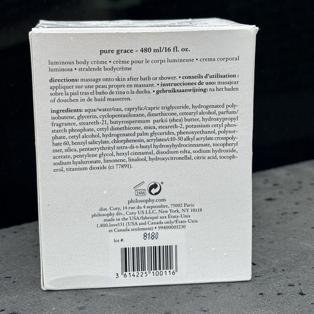 Philosophy Pure Grace Luminous Body Creme 16 Oz New - Picture 2 of 3